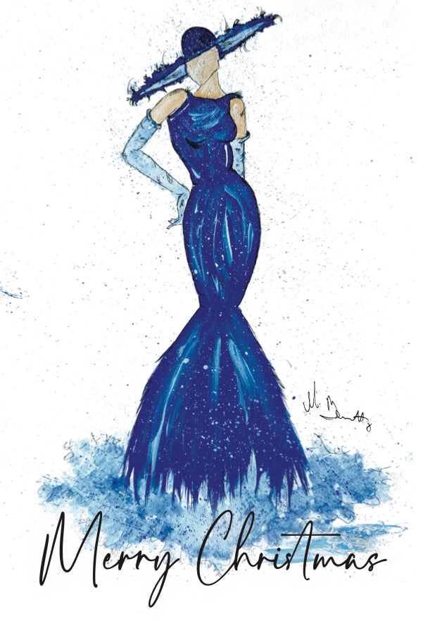Blue Fashion Lady - A5 Christmas Card