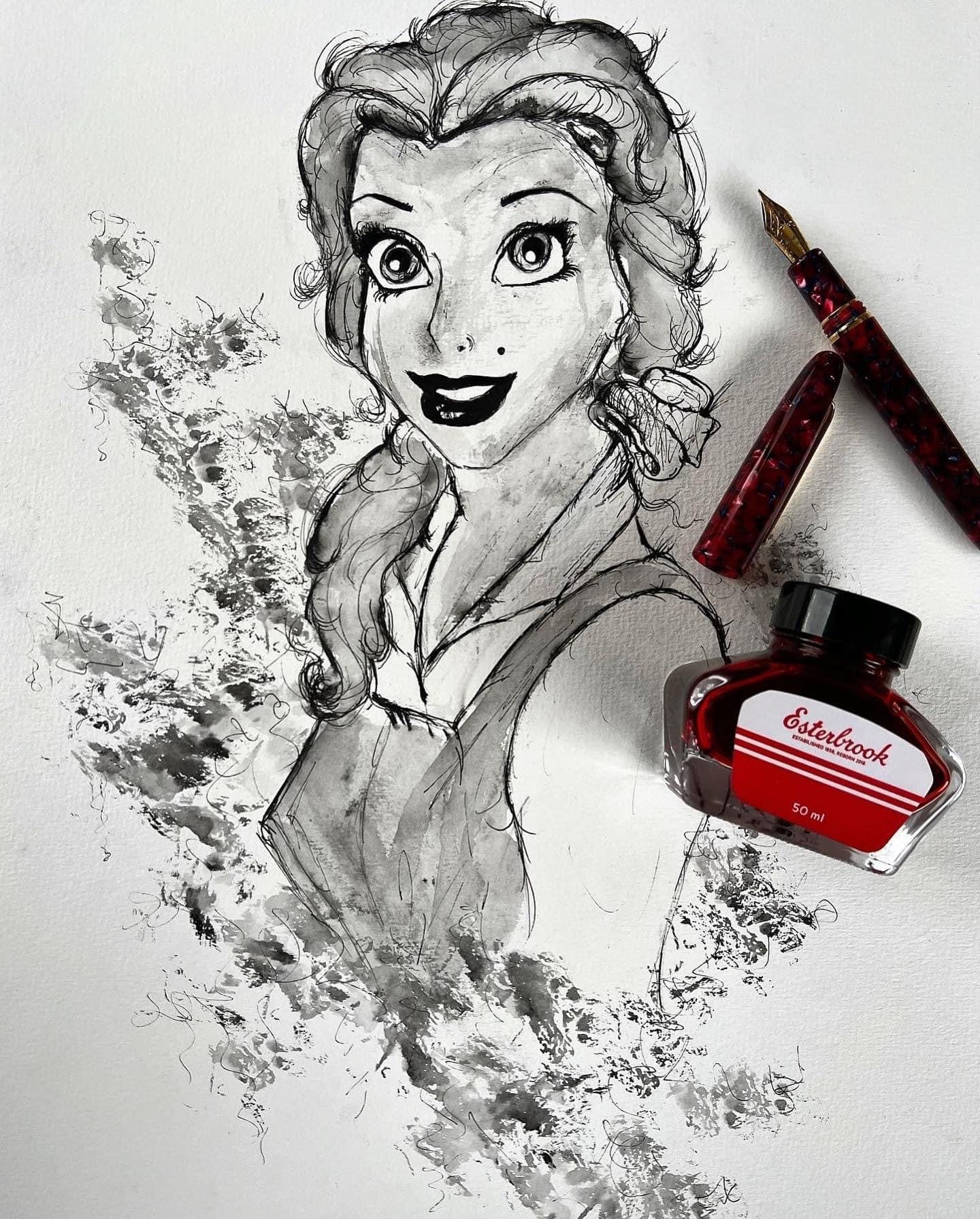 Belle- Original Framed Painting - Disney Art - Disney Princess - Disney - Belle Art - Beauty and the Beast - Belle Painting