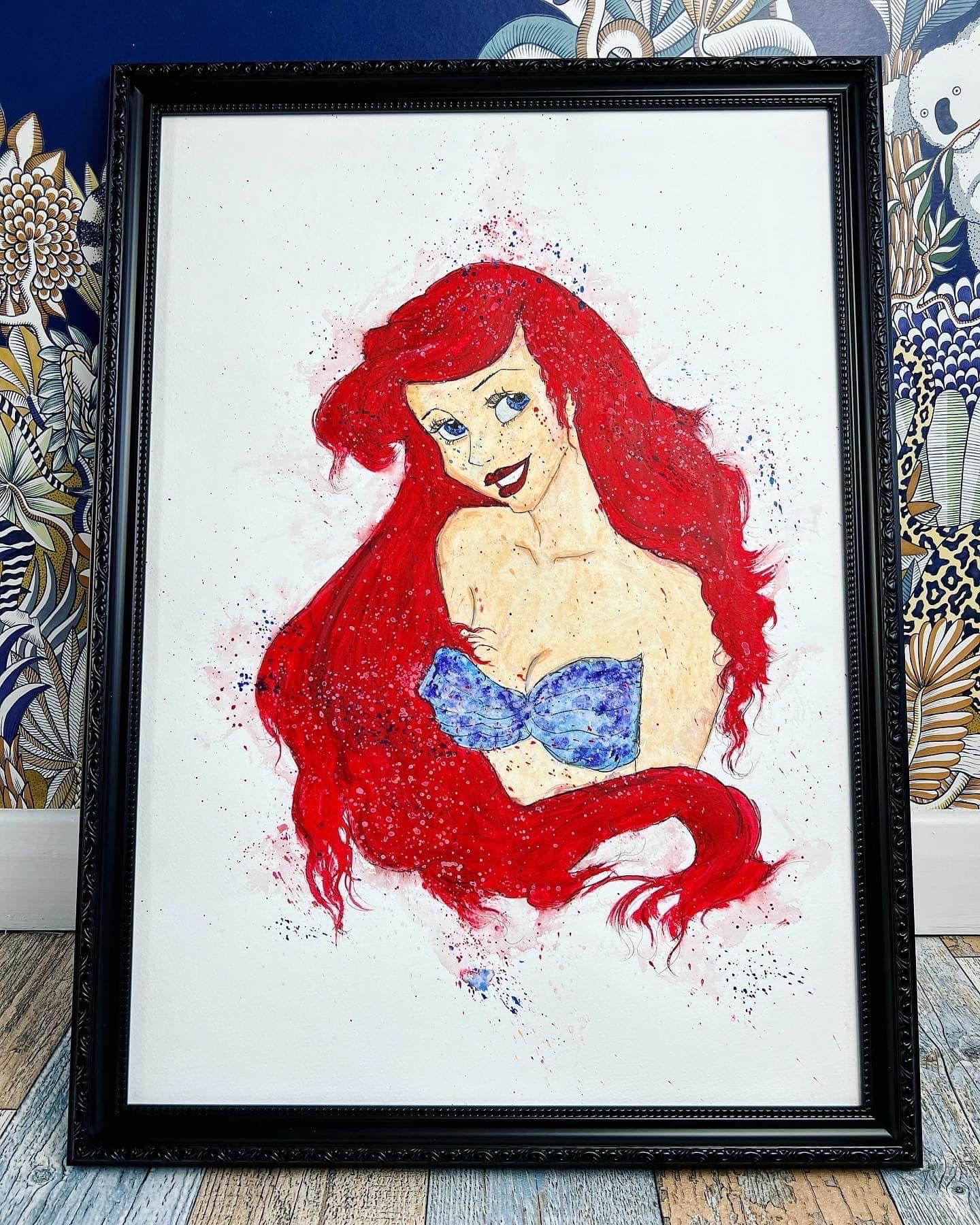 Ariel - Original Framed Painting - Disney Art - The Little Mermaid Art - The Little Mermaid Painting - Disney Wall Art