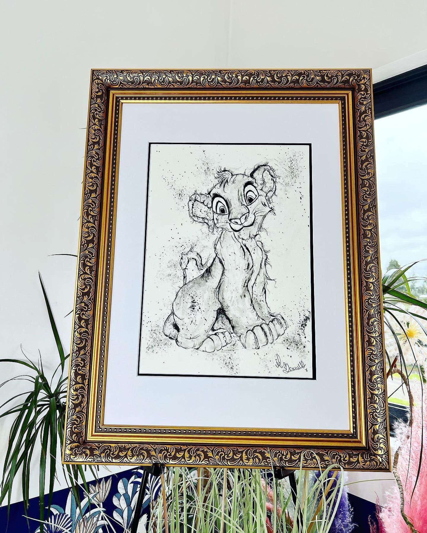 Simba - The Lion King - Original Framed Painting - Disney Art - Disney Painting