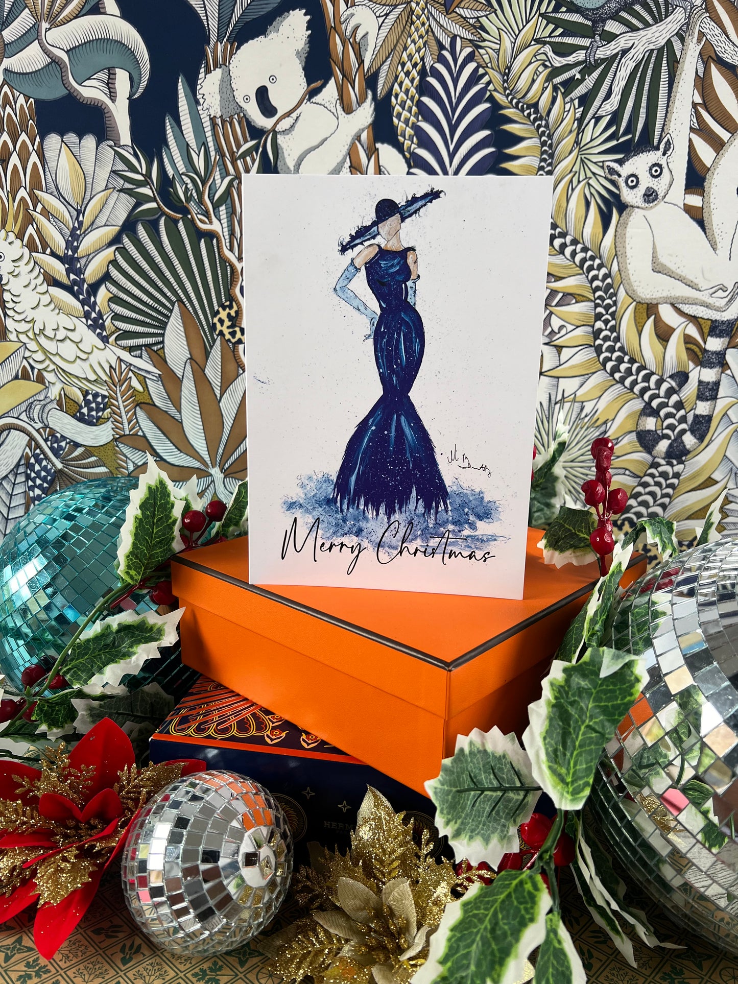 Blue Fashion Lady - A5 Christmas Card