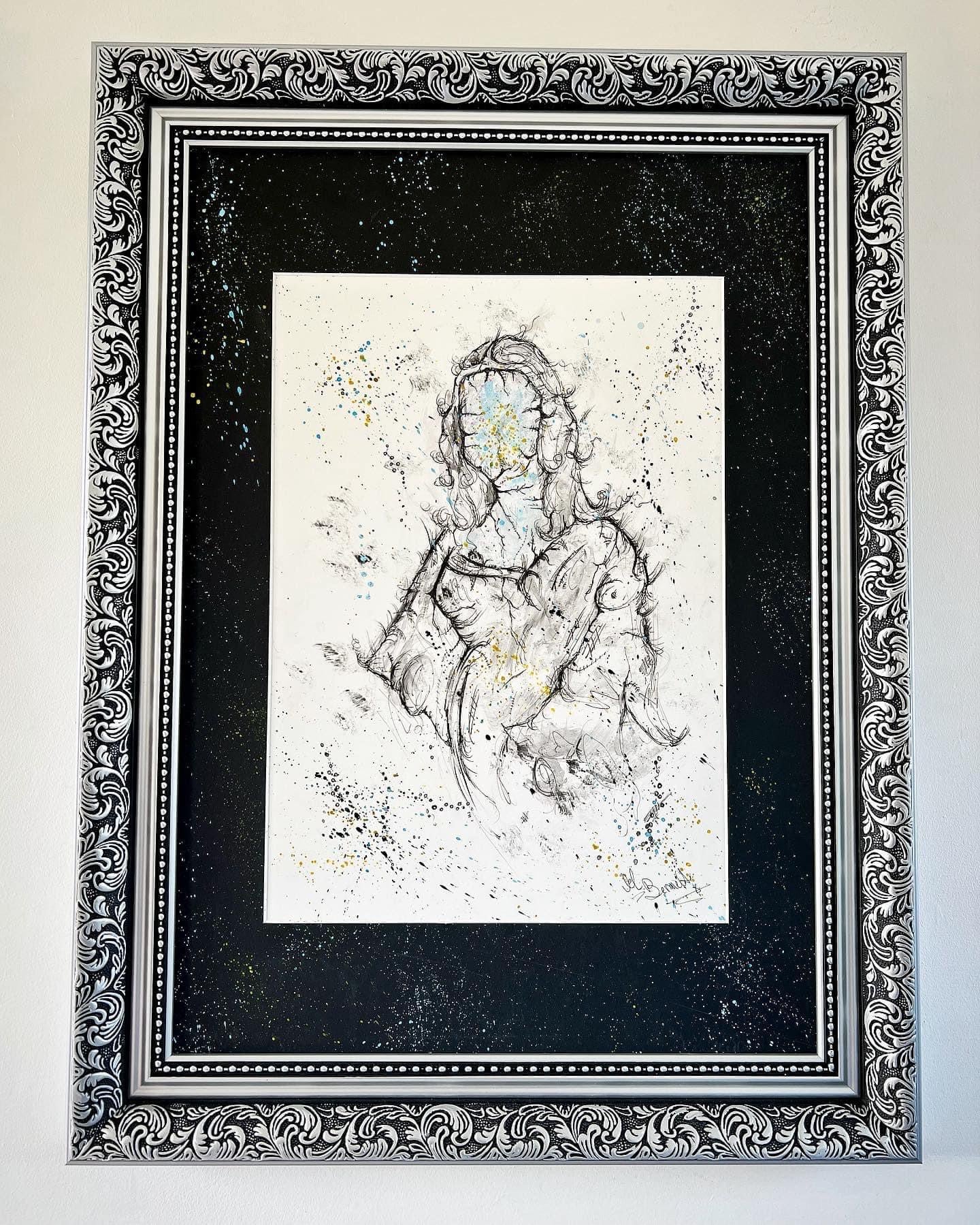The Mona Lisa - Original Framed Painting - Van Gogh Art - Water Colours & Ink
