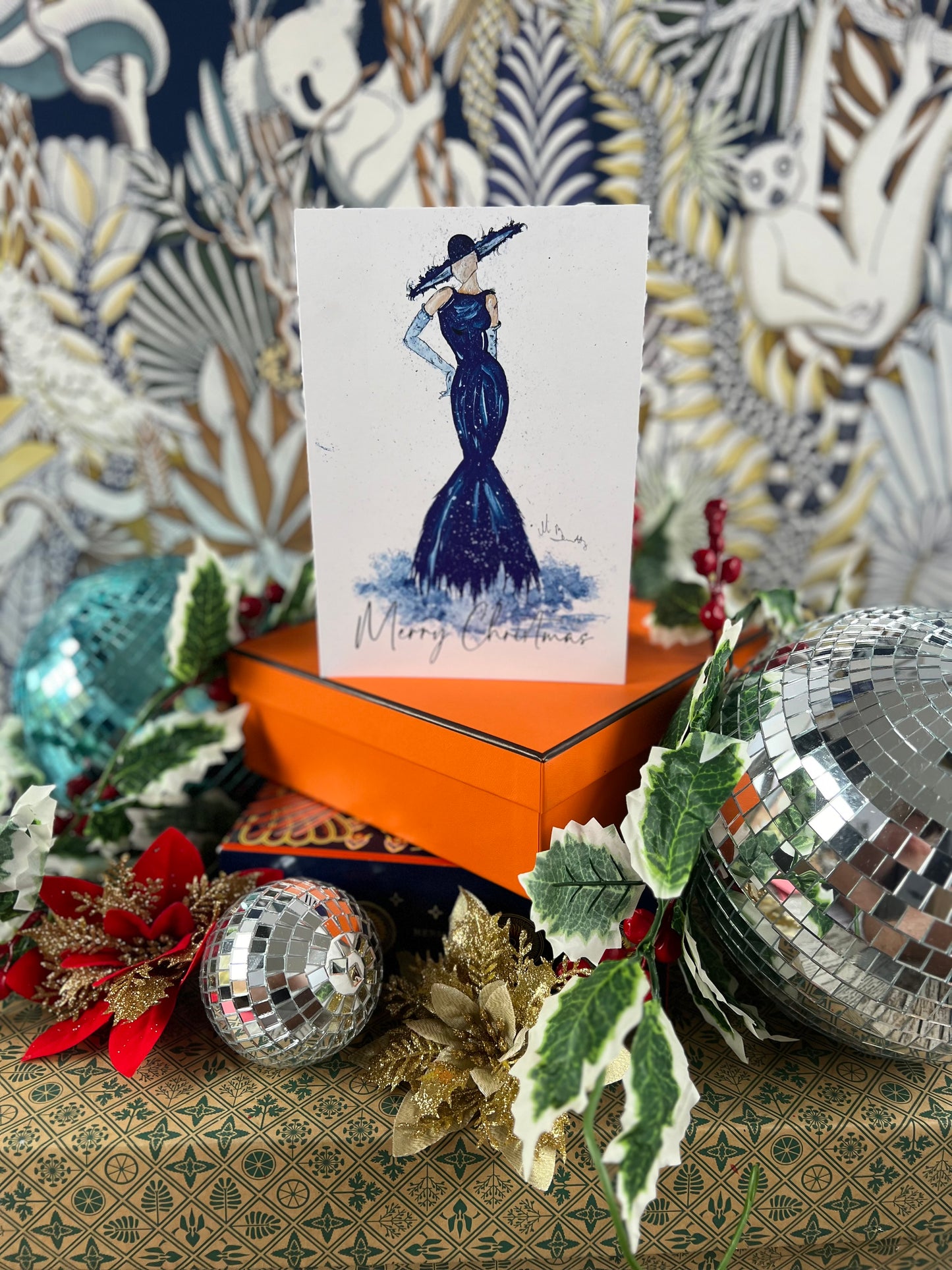 Blue Fashion Lady - A5 Christmas Card