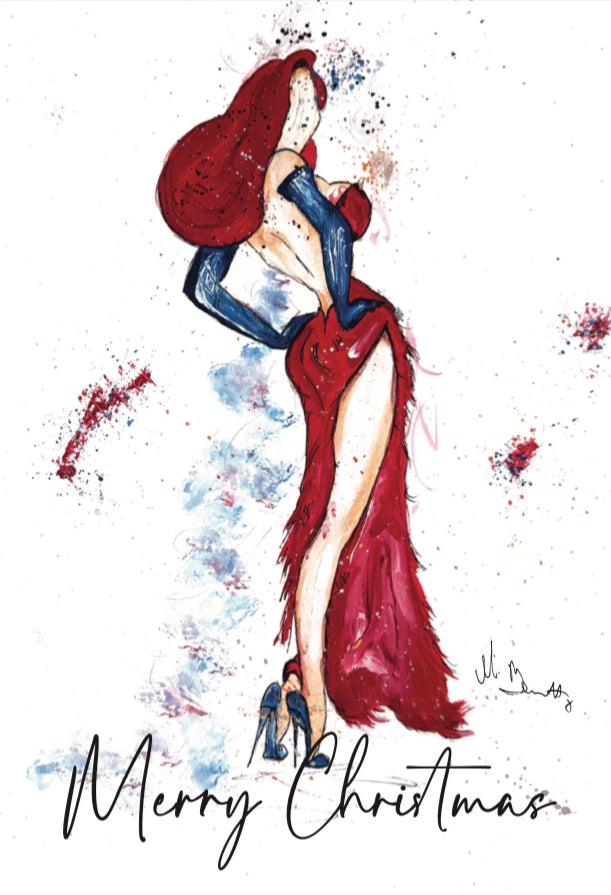 Jessica Rabbit - A5 Christmas Card - Jessica Rabbit Art