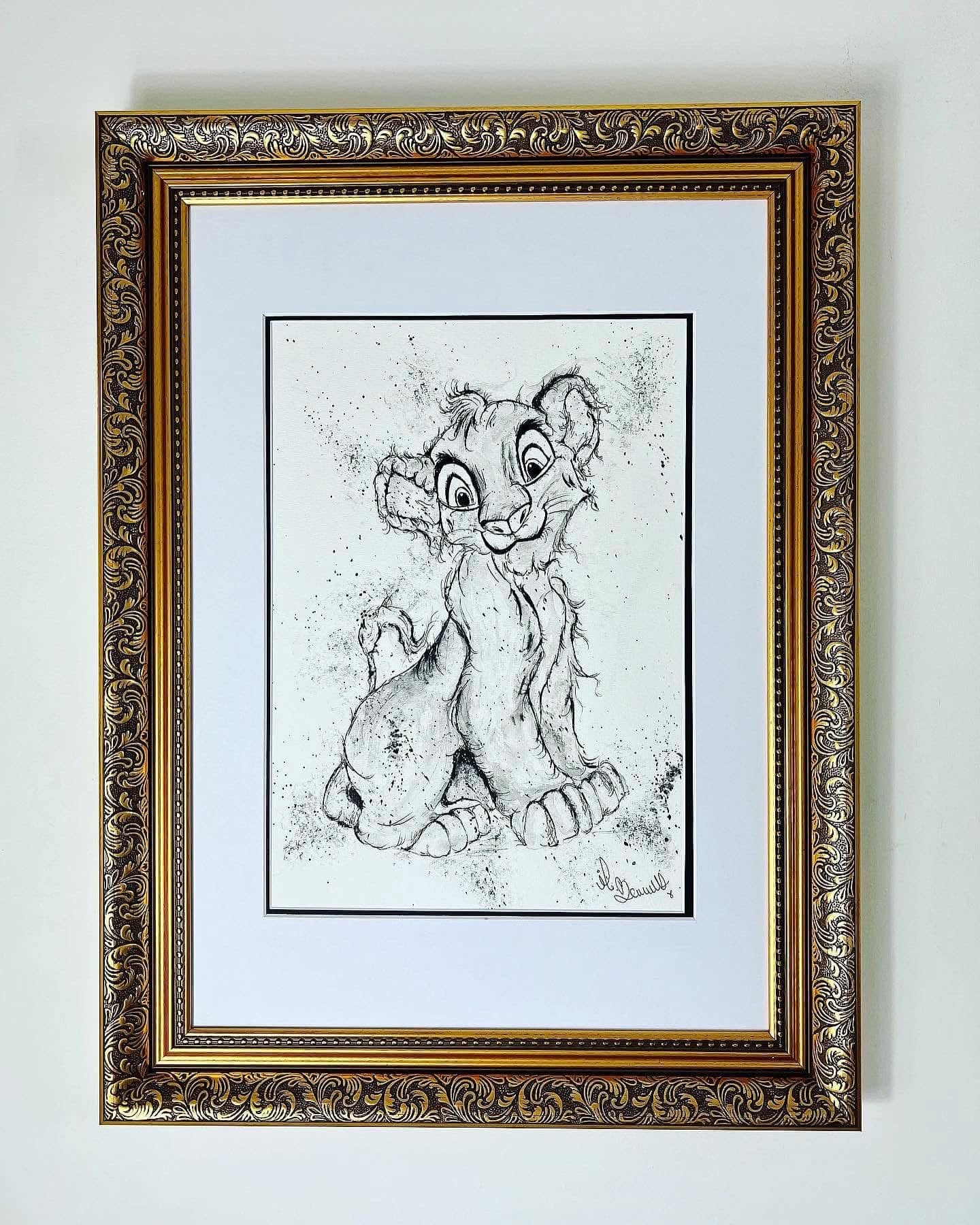 Simba - The Lion King - Original Framed Painting - Disney Art - Disney Painting