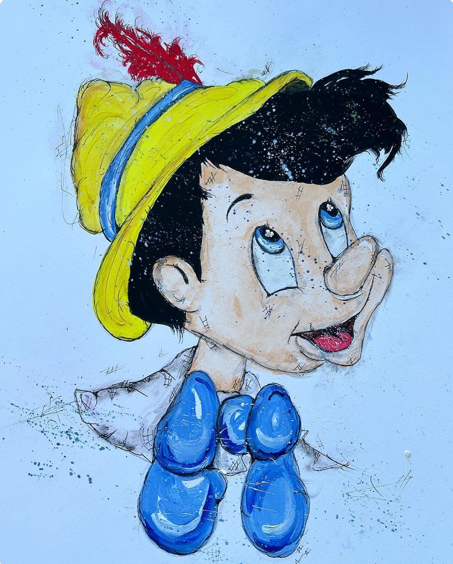Pinocchio - Original Framed Water Colour Painting - Disney Art - Disney Painting - Pinocchio Art - 27/20Inches