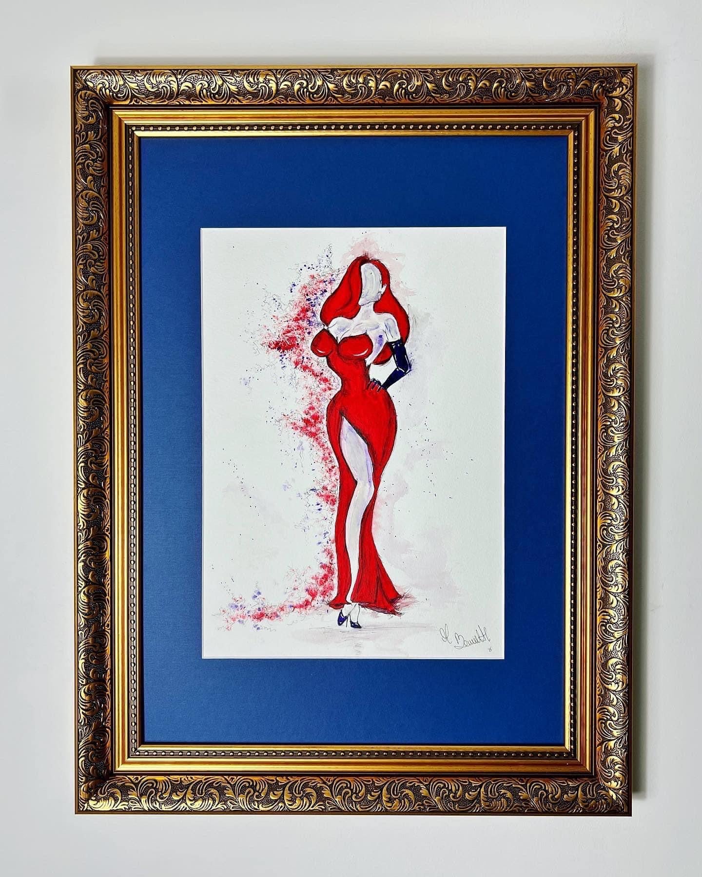 Jessica Rabbit - Original - Framed - Painting - Jessica Rabbit Art - Who Framed Roger Rabbit - Jessica Rabbit Painting - Pin Up - Pin Up Art