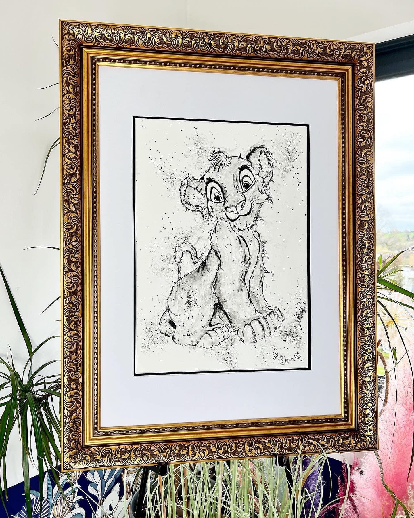 Simba - The Lion King - Original Framed Painting - Disney Art - Disney Painting