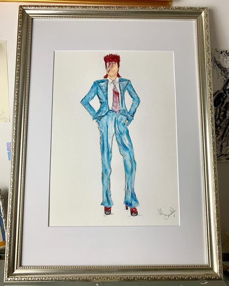 Original - Framed Painting - David Bowie - Bowie - Bowie Art - David Bowie Painting - Music - Fashion Illustration