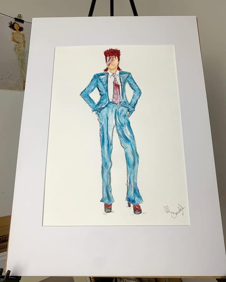 Original - Framed Painting - David Bowie - Bowie - Bowie Art - David Bowie Painting - Music - Fashion Illustration