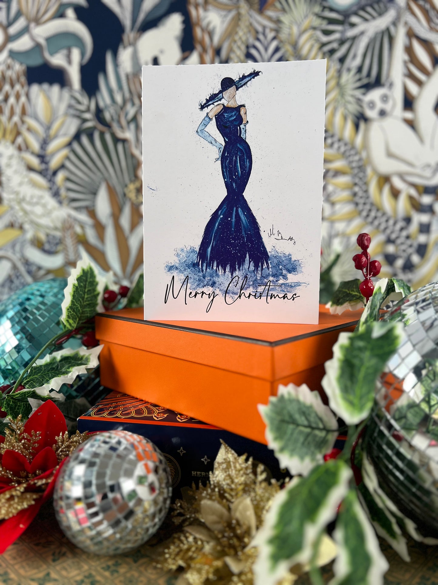 Blue Fashion Lady - A5 Christmas Card