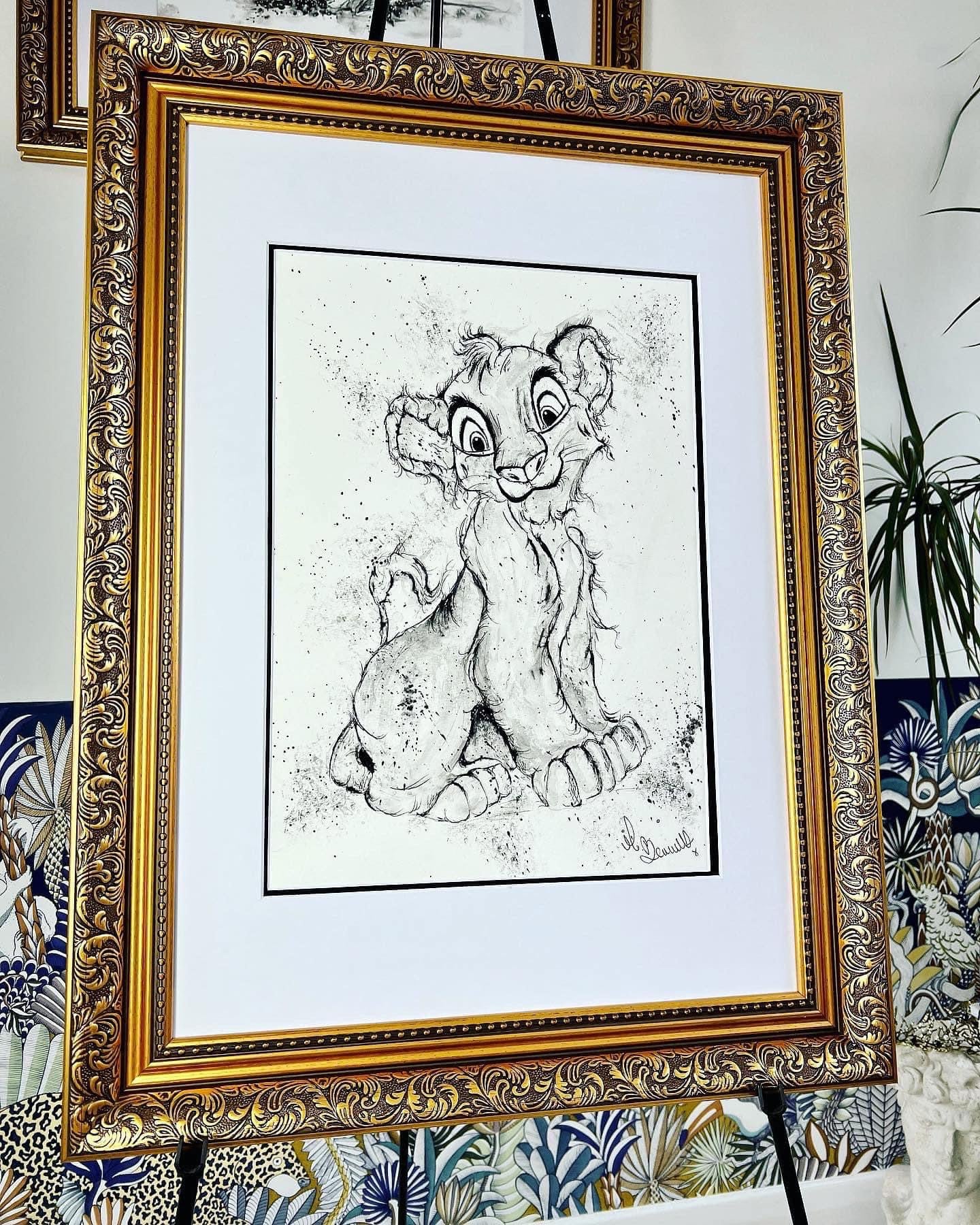 Simba - The Lion King - Original Framed Painting - Disney Art - Disney Painting