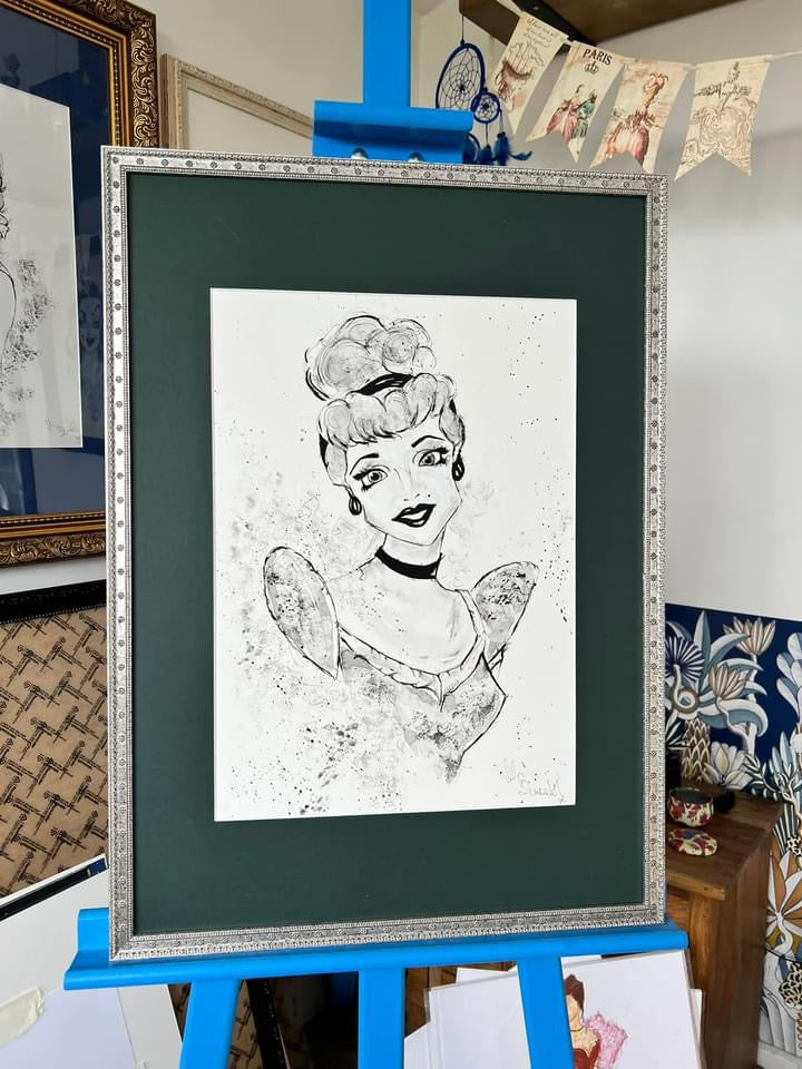 Cinderella - Original Framed Water Colour Painting
