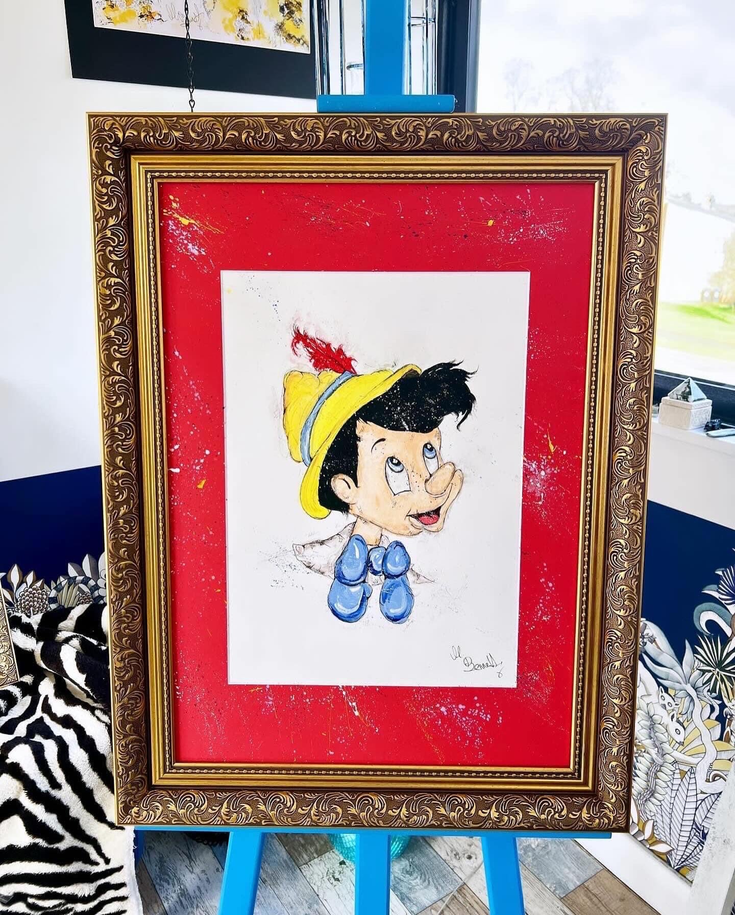 Pinocchio - Original Framed Water Colour Painting - Disney Art - Disney Painting - Pinocchio Art - 27/20Inches
