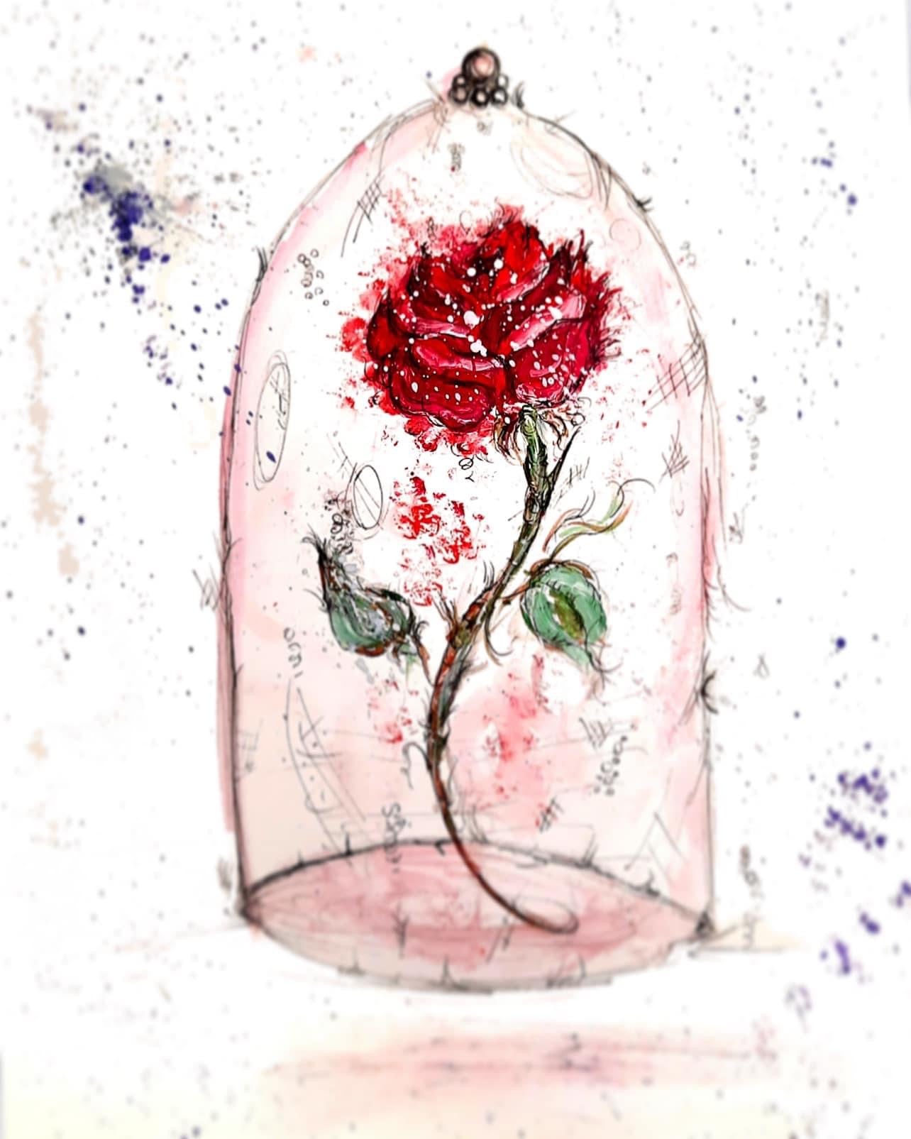 The Rose - Limited Edition A3 Print - Disney Art - Disney - Beauty and the Beast