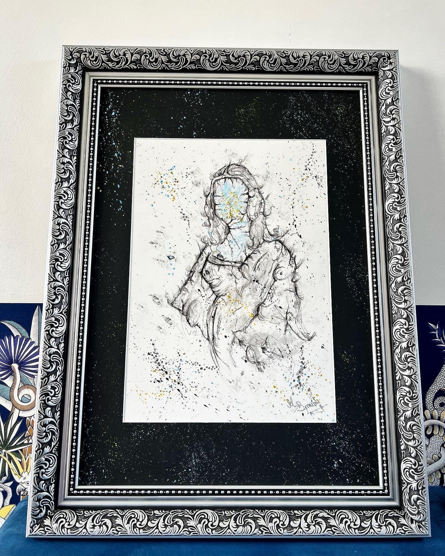 The Mona Lisa - Original Framed Painting - Van Gogh Art - Water Colours & Ink