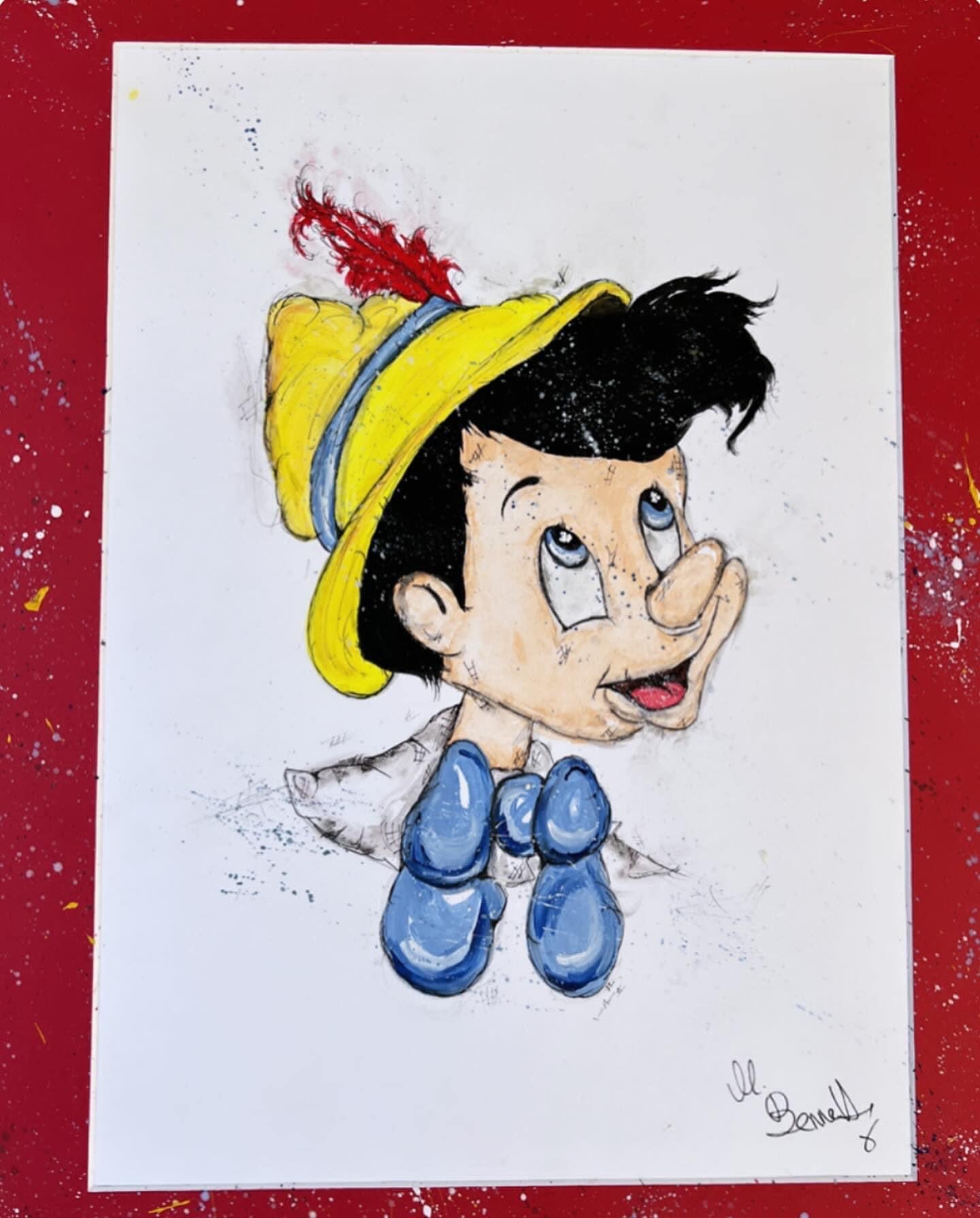 Pinocchio - Original Framed Water Colour Painting - Disney Art - Disney Painting - Pinocchio Art - 27/20Inches