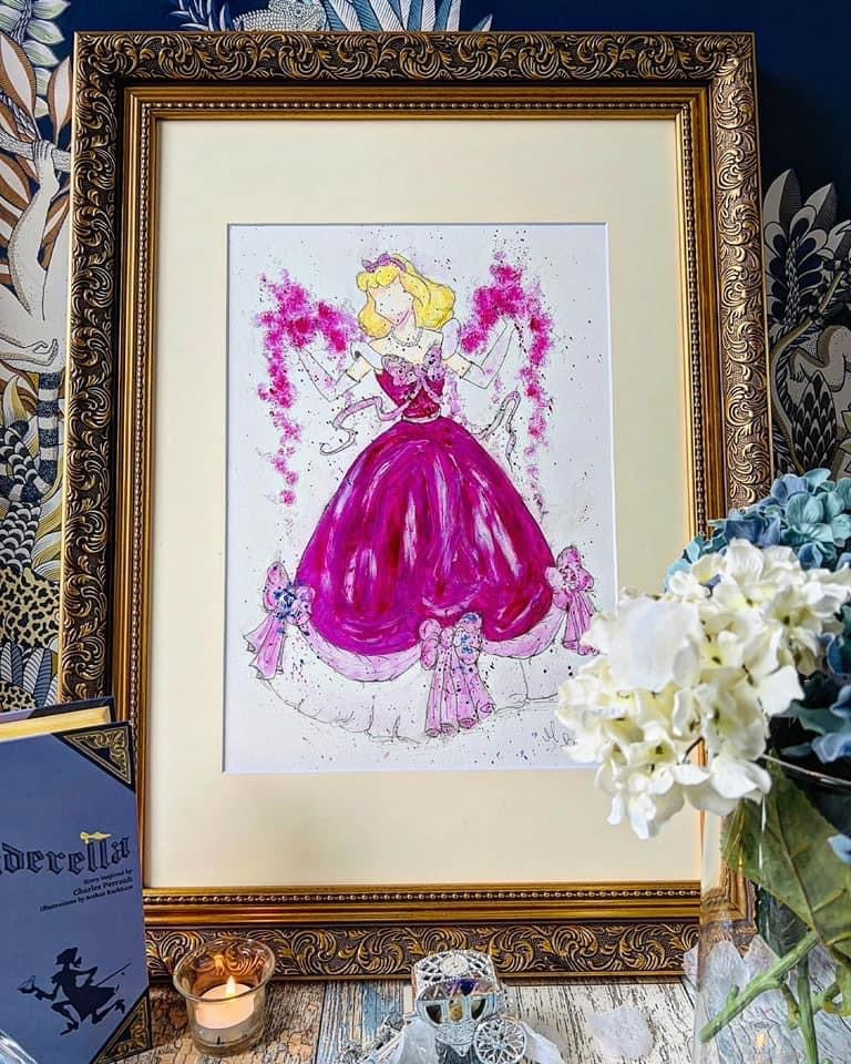 I shall go to the Ball - Cinderella - Original Framed Painting - Disney Art - Disney Princess - Disney - Cinderella Art - Water Colour -