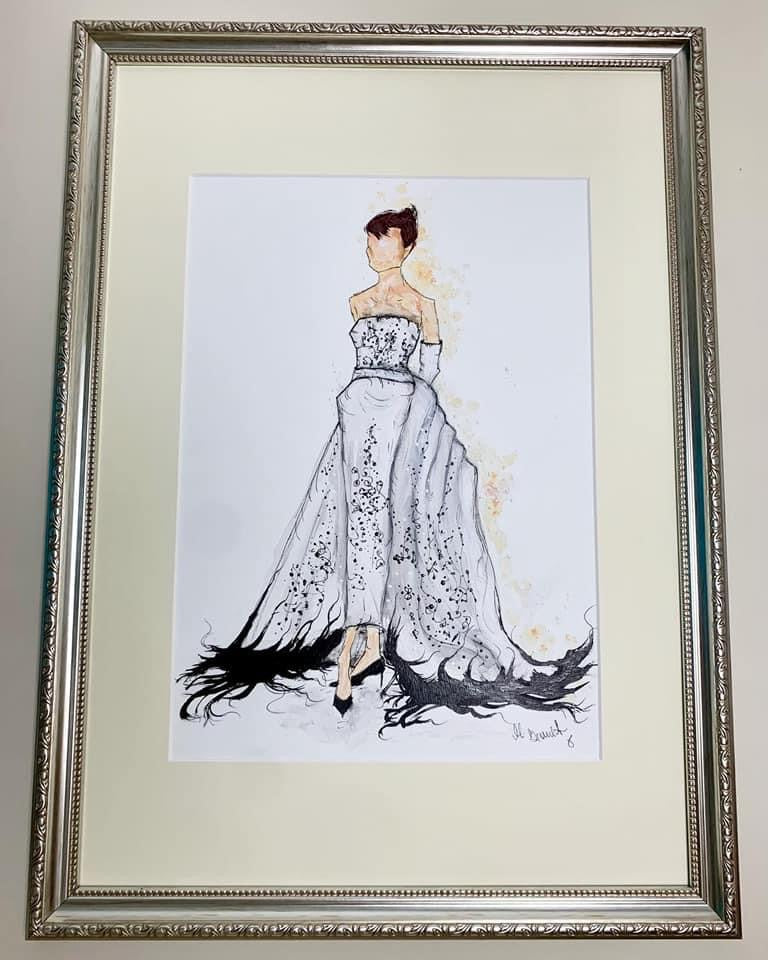 Audrey Hepburn - Sabrina - original framed painting - Audrey Hepburn Art - Audrey Hepburn Painting