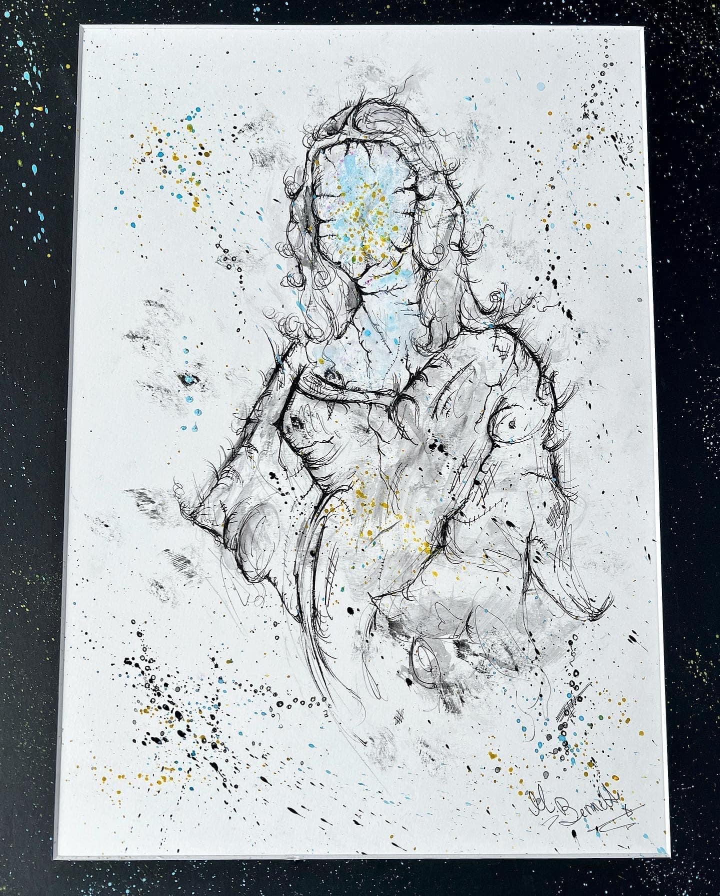 The Mona Lisa - Original Framed Painting - Van Gogh Art - Water Colours & Ink