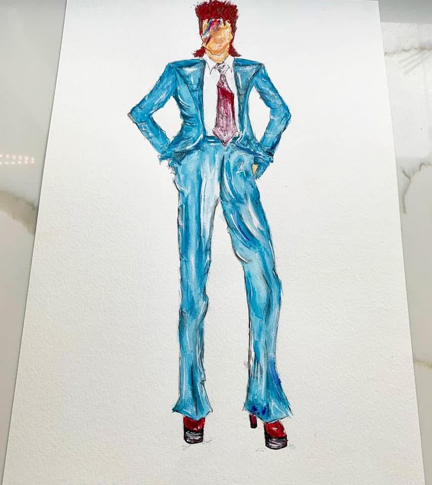 Original - Framed Painting - David Bowie - Bowie - Bowie Art - David Bowie Painting - Music - Fashion Illustration