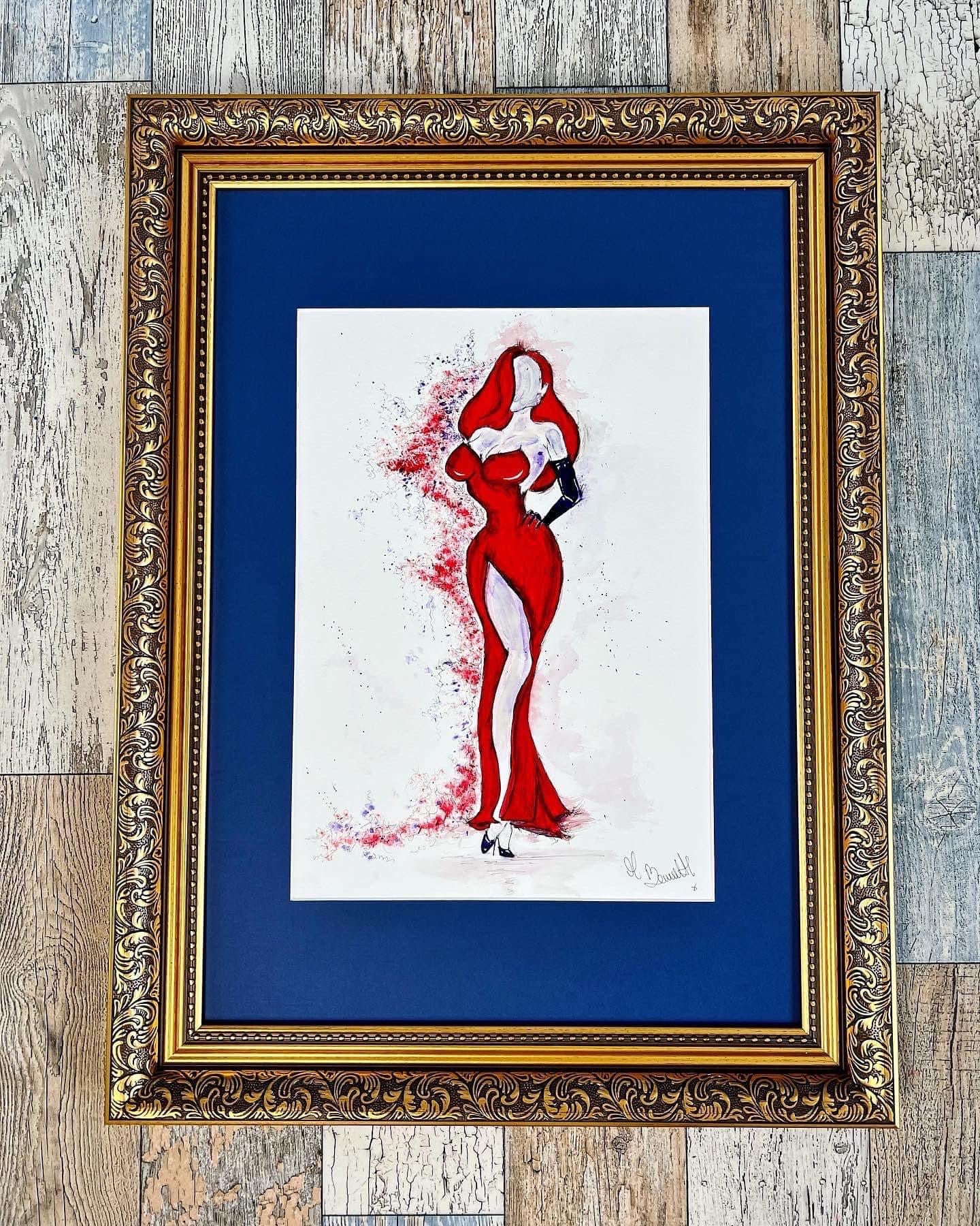 Jessica Rabbit - Original - Framed - Painting - Jessica Rabbit Art - Who Framed Roger Rabbit - Jessica Rabbit Painting - Pin Up - Pin Up Art