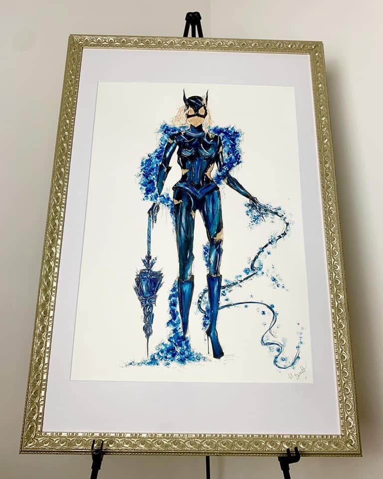 Catwoman Meets Haute Couture - Original - Catwoman - Framed Painting -Batman - Catwoman Art - Catwoman Painting - Large - Batman Returns