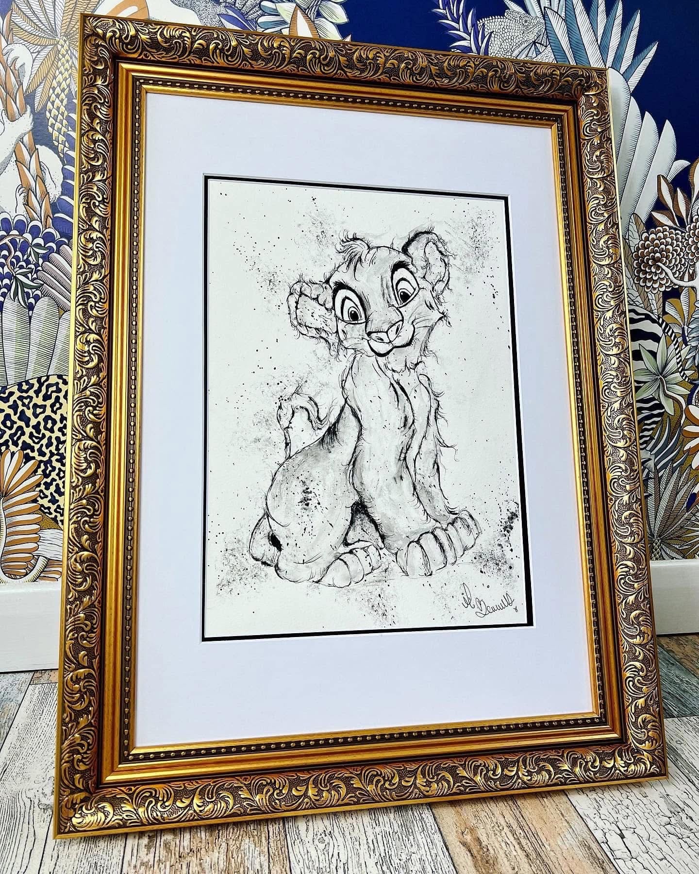 Simba - The Lion King - Original Framed Painting - Disney Art - Disney Painting