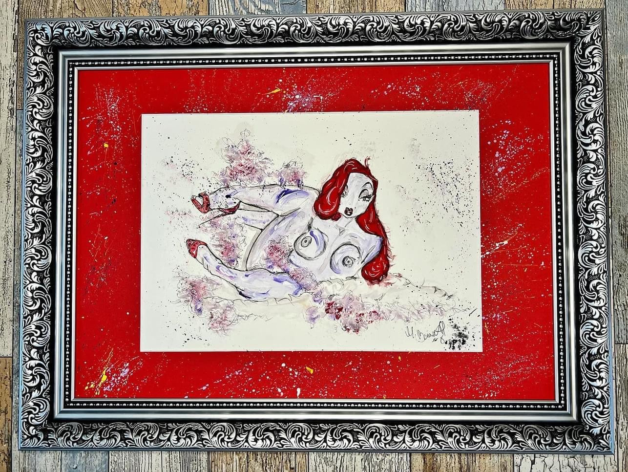 Jessica Rabbit - Original - Framed - Painting - Jessica Rabbit Art - Who Framed Roger Rabbit - Jessica Rabbit Painting - Pin Up - Pin Up Art