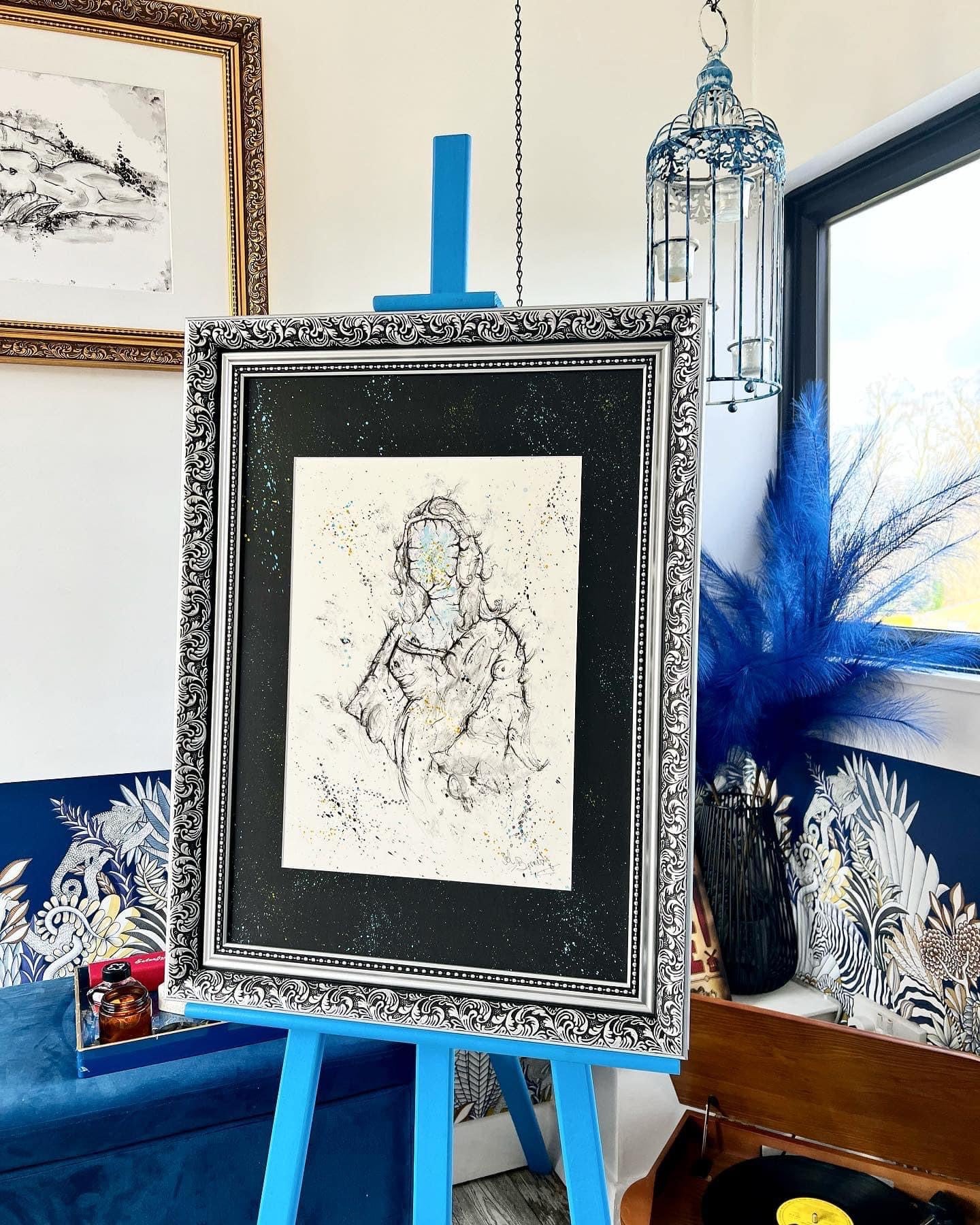 The Mona Lisa - Original Framed Painting - Van Gogh Art - Water Colours & Ink