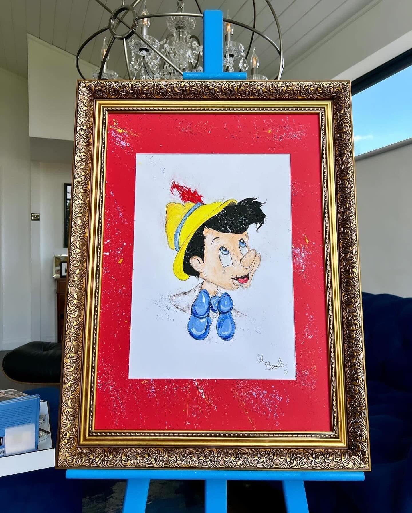 Pinocchio - Original Framed Water Colour Painting - Disney Art - Disney Painting - Pinocchio Art - 27/20Inches