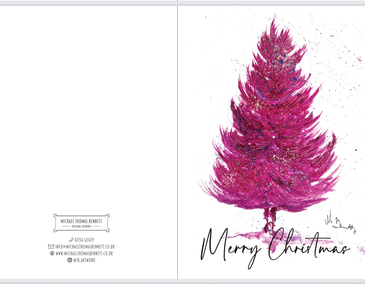 A5 Christmas Card - Pink Christmas Tree