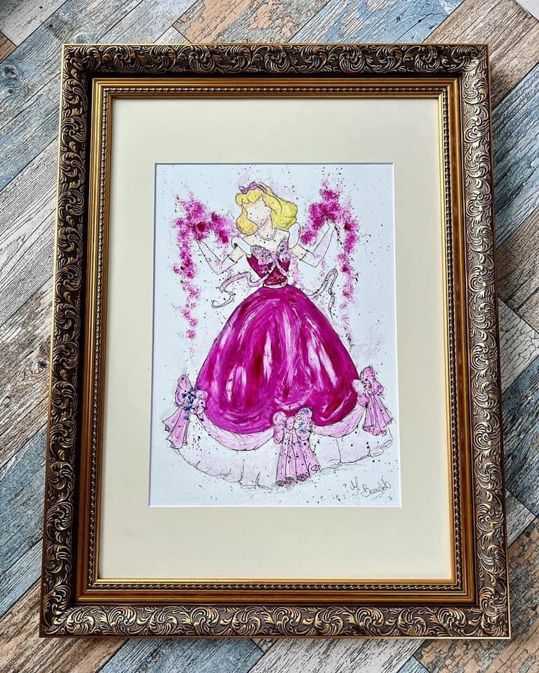 I shall go to the Ball - Cinderella - Original Framed Painting - Disney Art - Disney Princess - Disney - Cinderella Art - Water Colour -