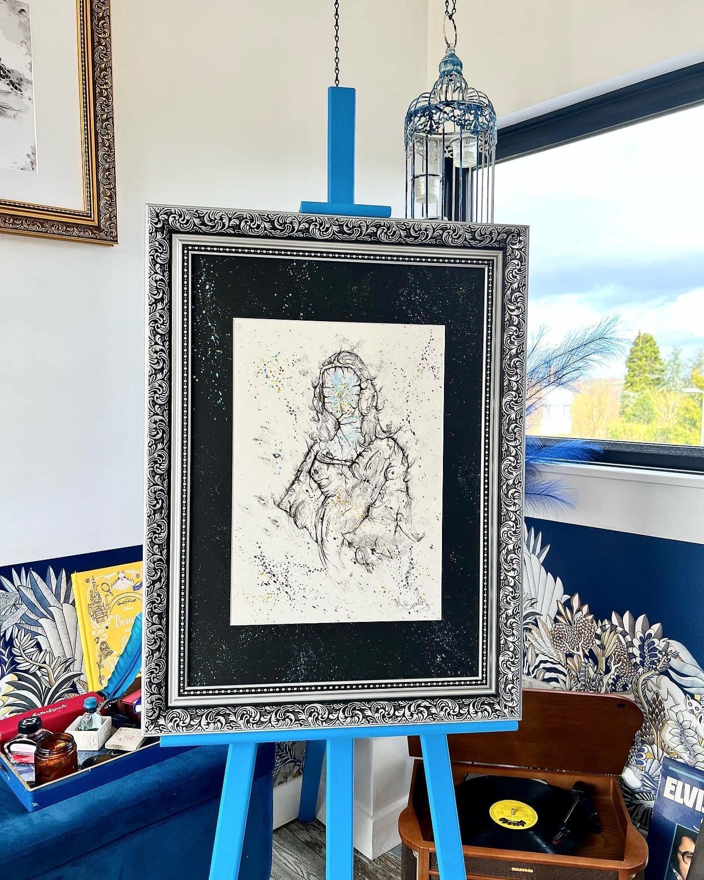 The Mona Lisa - Original Framed Painting - Van Gogh Art - Water Colours & Ink