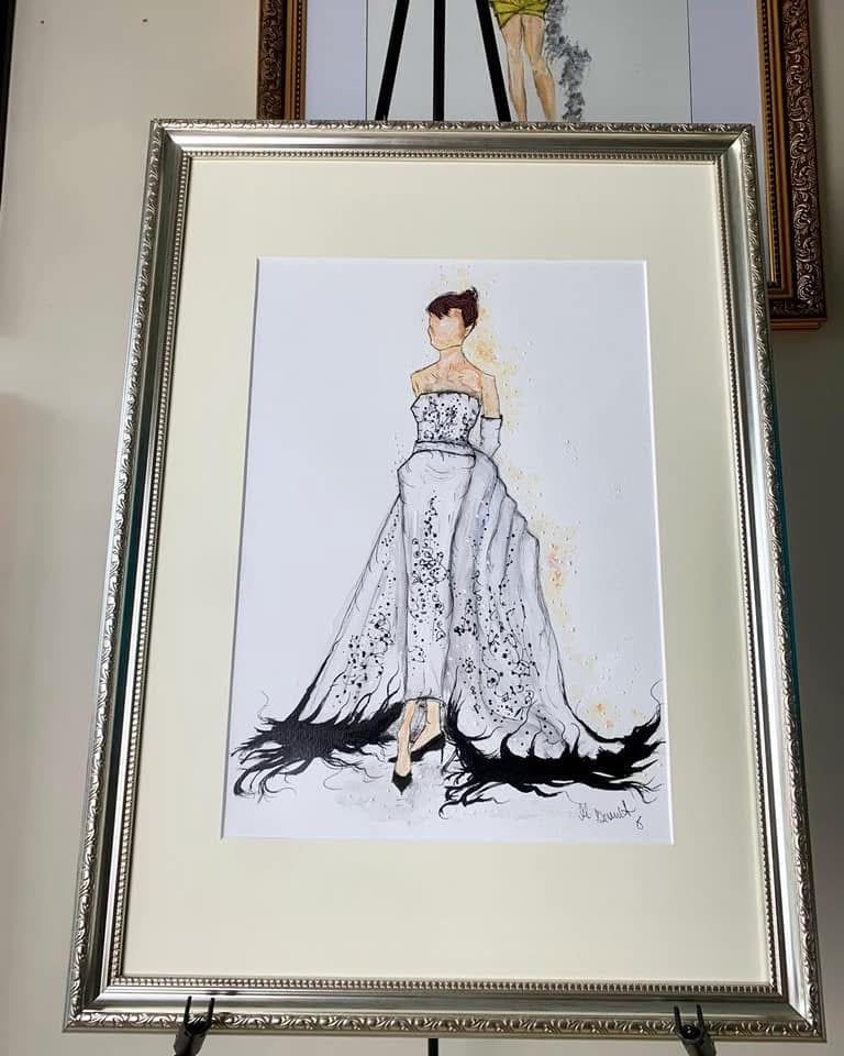 Audrey Hepburn - Sabrina - original framed painting - Audrey Hepburn Art - Audrey Hepburn Painting