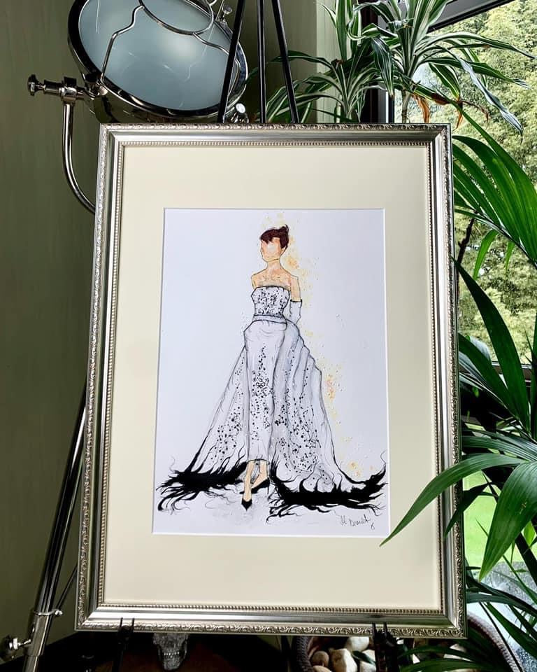 Audrey Hepburn - Sabrina - original framed painting - Audrey Hepburn Art - Audrey Hepburn Painting