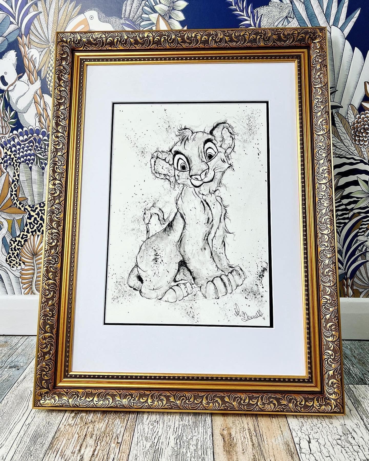 Simba - The Lion King - Original Framed Painting - Disney Art - Disney Painting