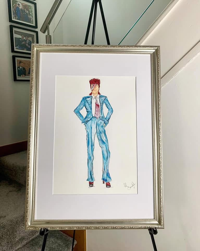Original - Framed Painting - David Bowie - Bowie - Bowie Art - David Bowie Painting - Music - Fashion Illustration