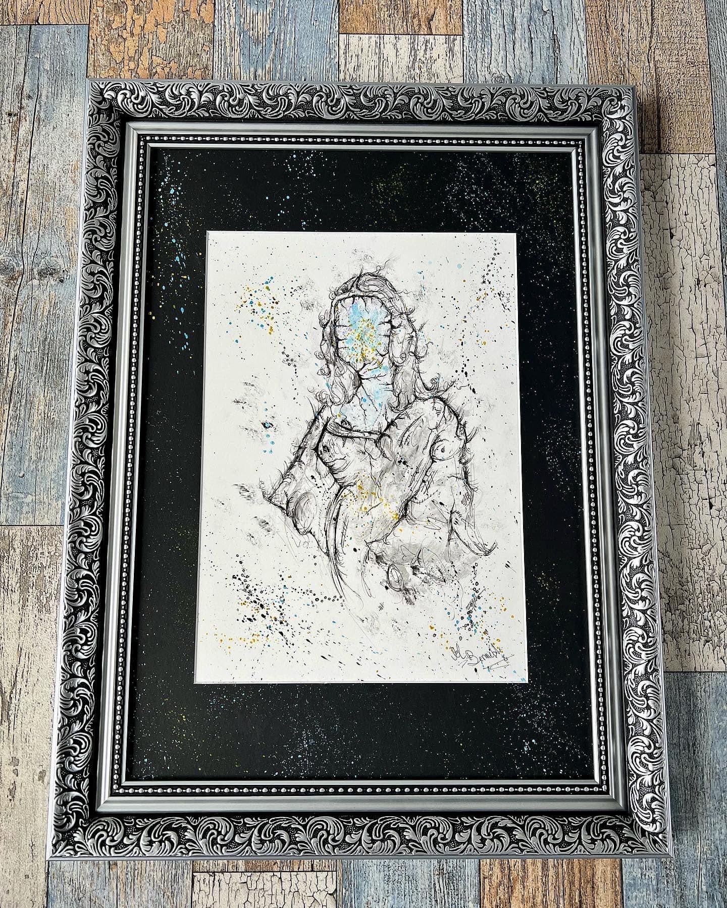 The Mona Lisa - Original Framed Painting - Van Gogh Art - Water Colours & Ink