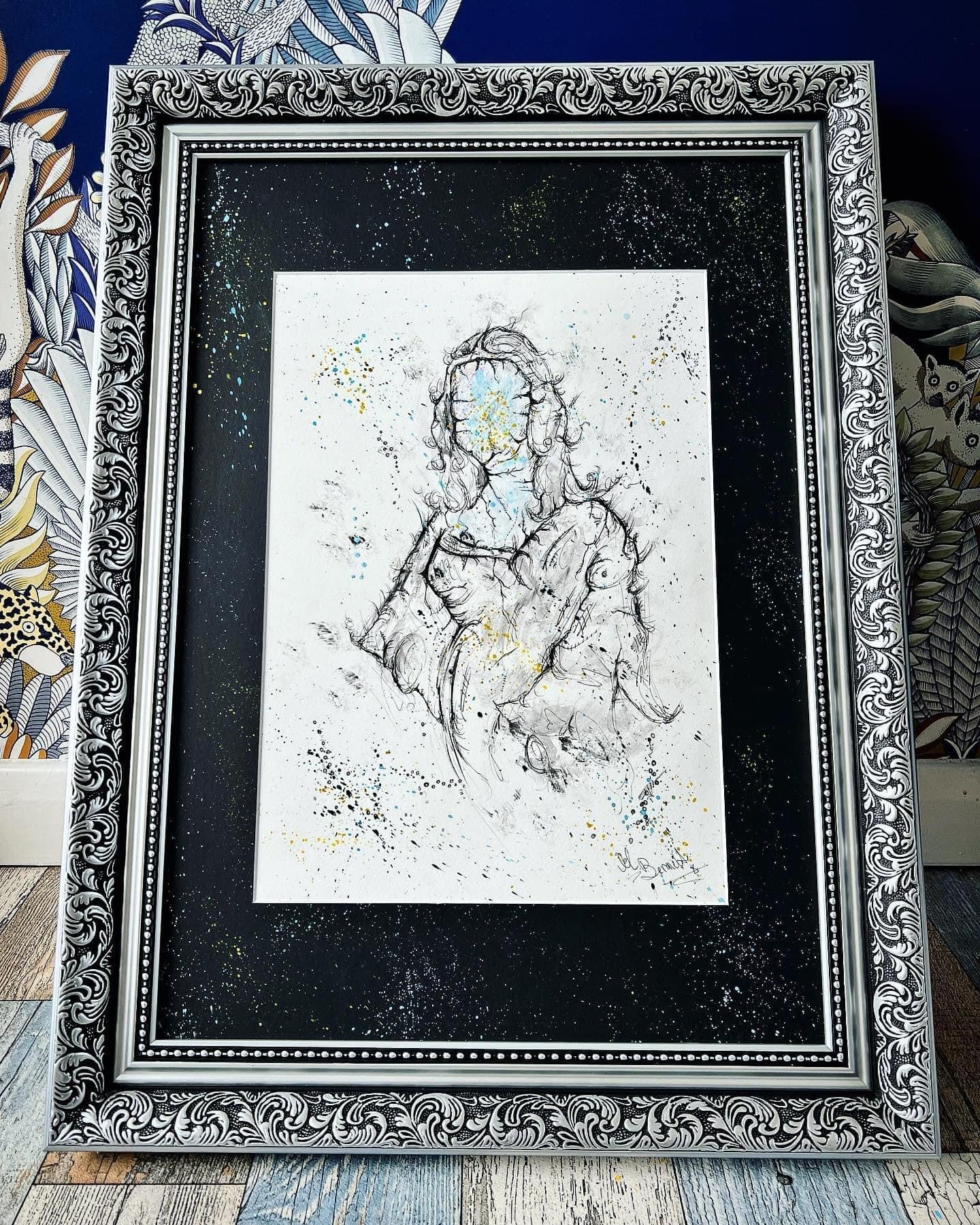 The Mona Lisa - Original Framed Painting - Van Gogh Art - Water Colours & Ink