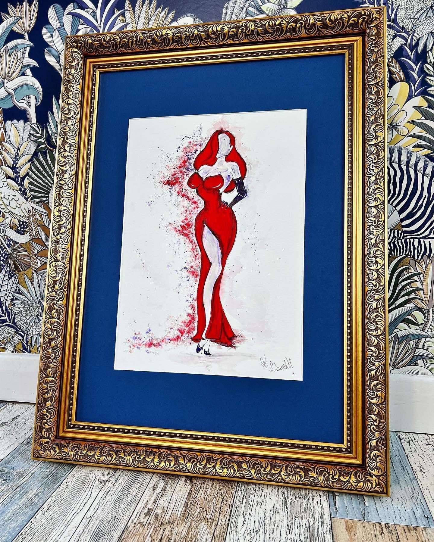 Jessica Rabbit - Original - Framed - Painting - Jessica Rabbit Art - Who Framed Roger Rabbit - Jessica Rabbit Painting - Pin Up - Pin Up Art