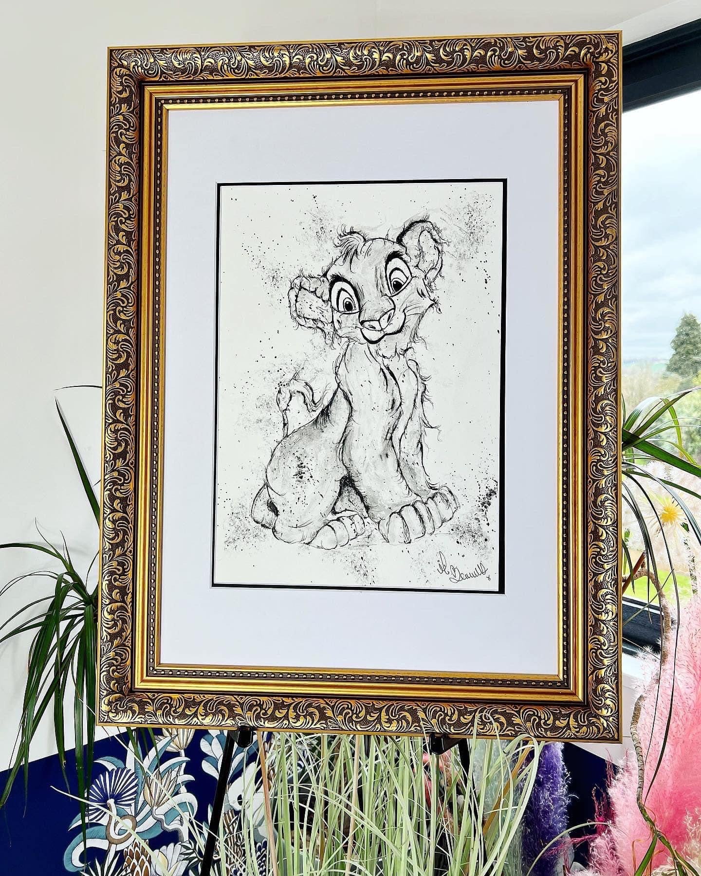 Simba - The Lion King - Original Framed Painting - Disney Art - Disney Painting