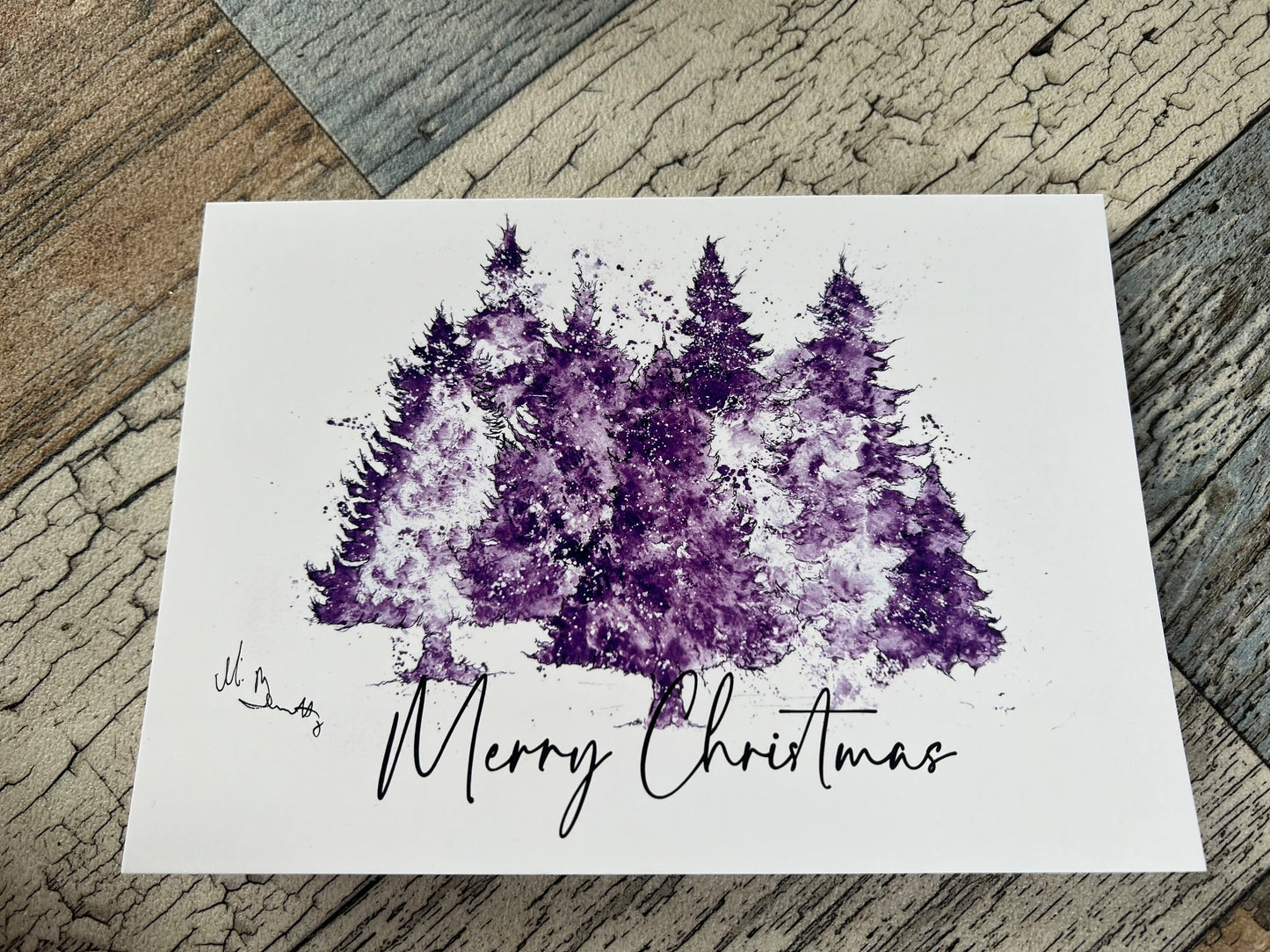 A5 Christmas Card - Winter Trees Landscape