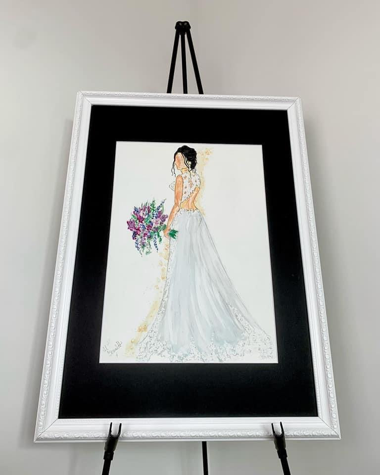 Wedding Painting Gift Voucher - An original bespoke painting in your Wedding Dress. Buy and Gift to a loved one to commemorate their Wedding