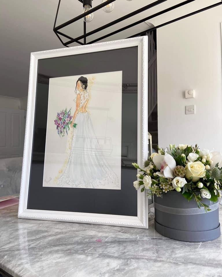 Wedding Painting Gift Voucher - An original bespoke painting in your Wedding Dress. Buy and Gift to a loved one to commemorate their Wedding
