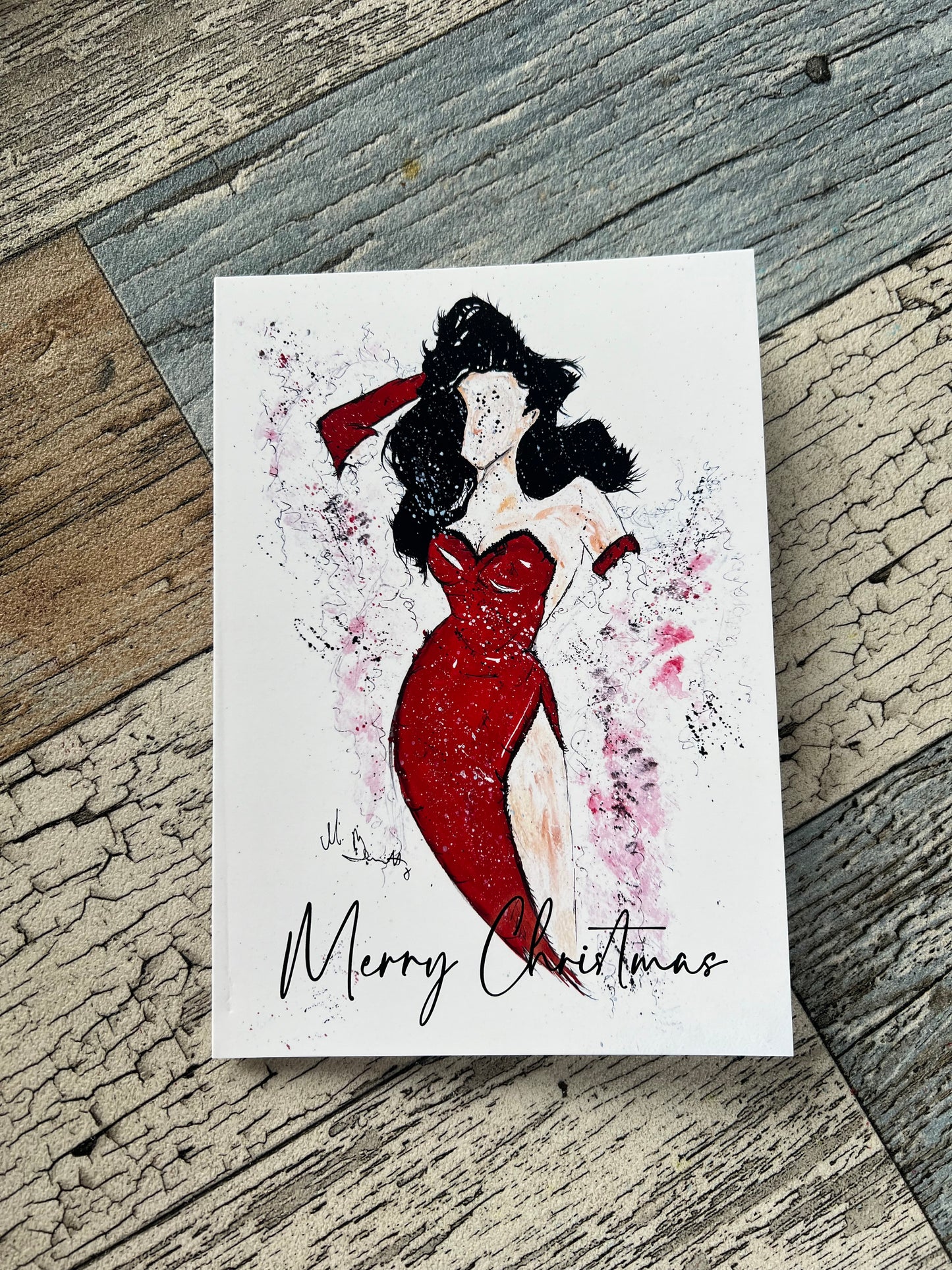 Burlesque Lady- A5 Christmas Card