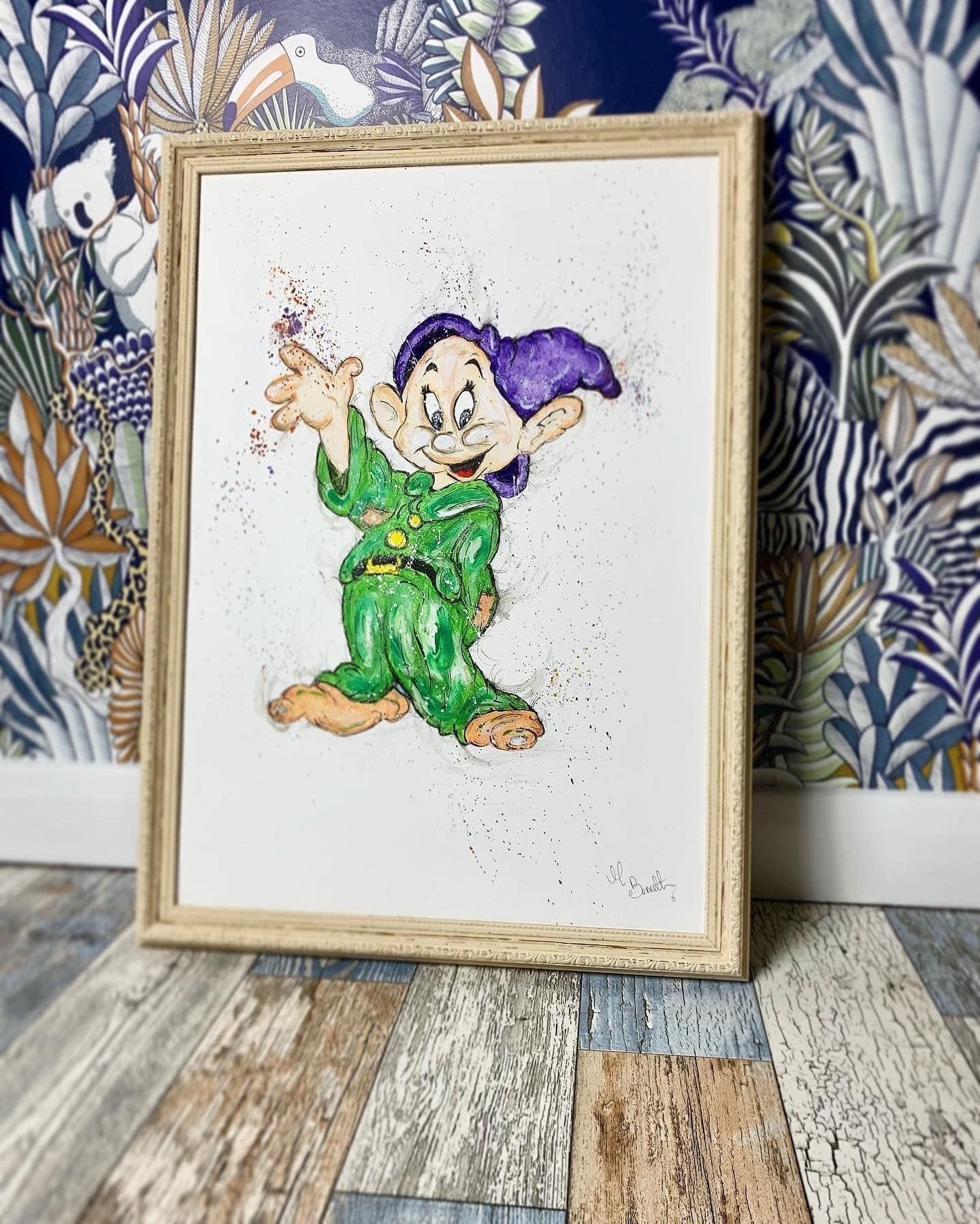 Dopey Print - Snow White and the 7 Dwarfs    - Limited Edition Print - Edition Size 10  - Art Print - Snow White