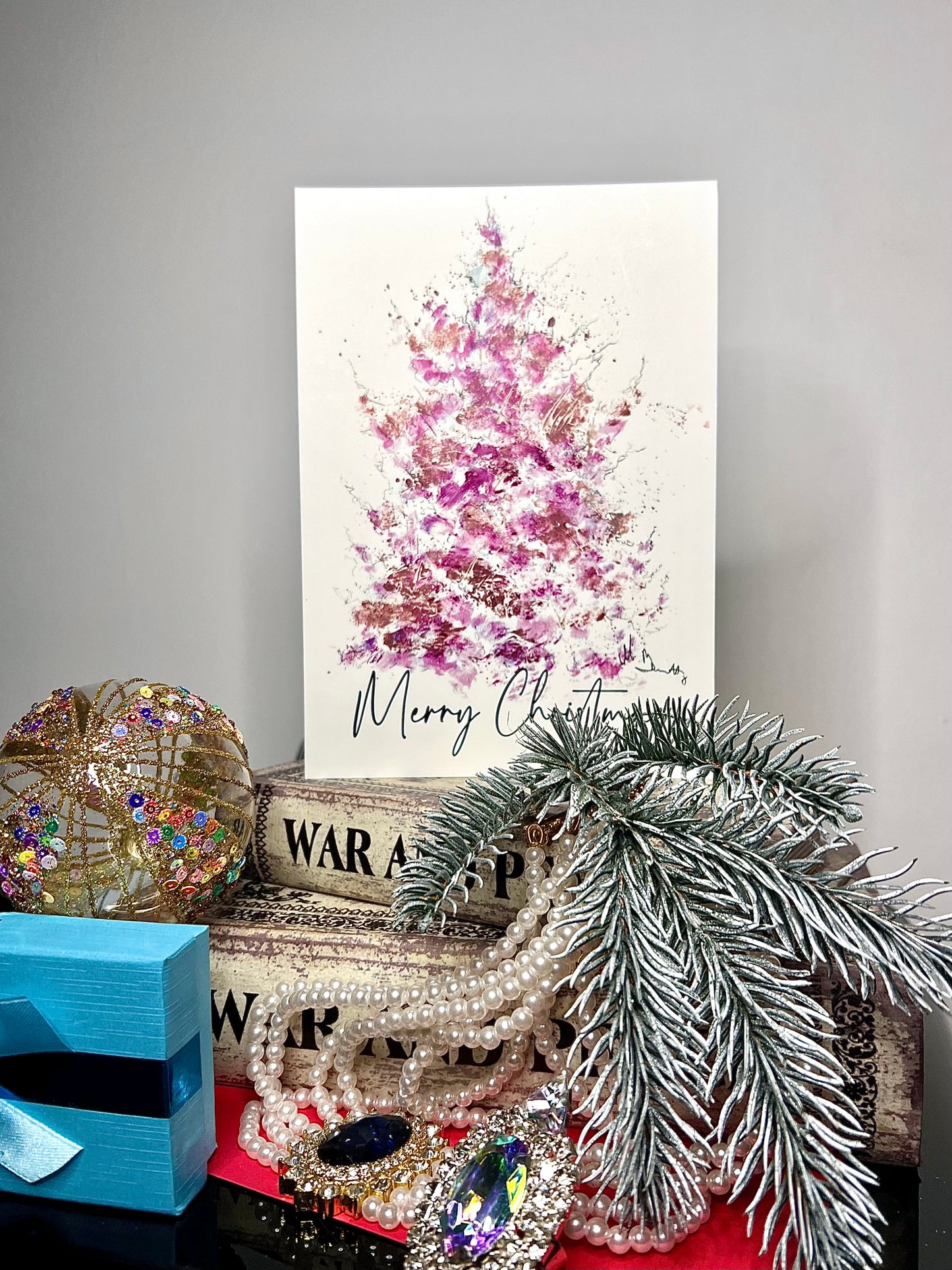 A5 Christmas Card - Pink Christmas Tree