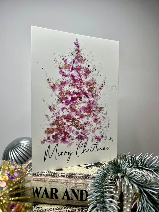 A5 Christmas Card - Pink Christmas Tree