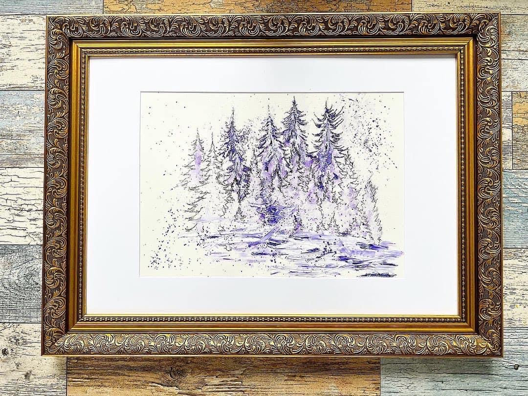 Blue Woods - Original Framed Water Colour Landscape Painting